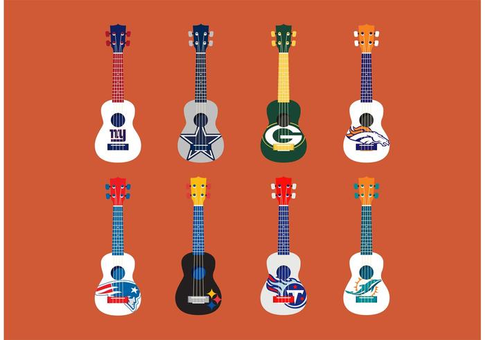 Football Themed Ukelele Vector Set