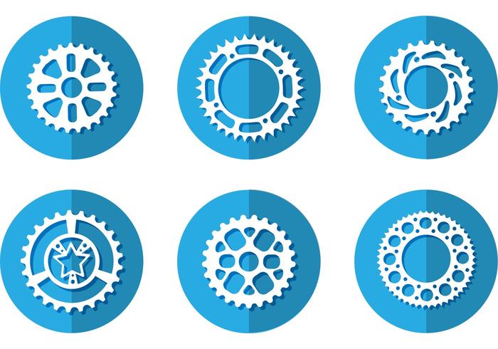 Iconos de vector de piñón de bicicleta