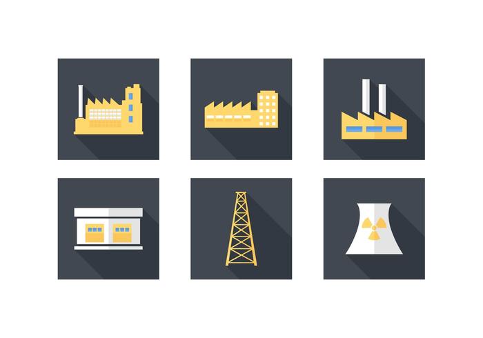 Iconos libres del vector del edificio industrial