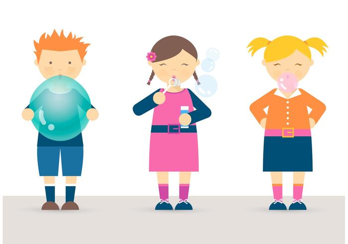Free Kids Blowing Balloon, Bubbles And Bubblegum Vector Free Kids Blowing Balloon, Bubbles And Bubblegum Vector
