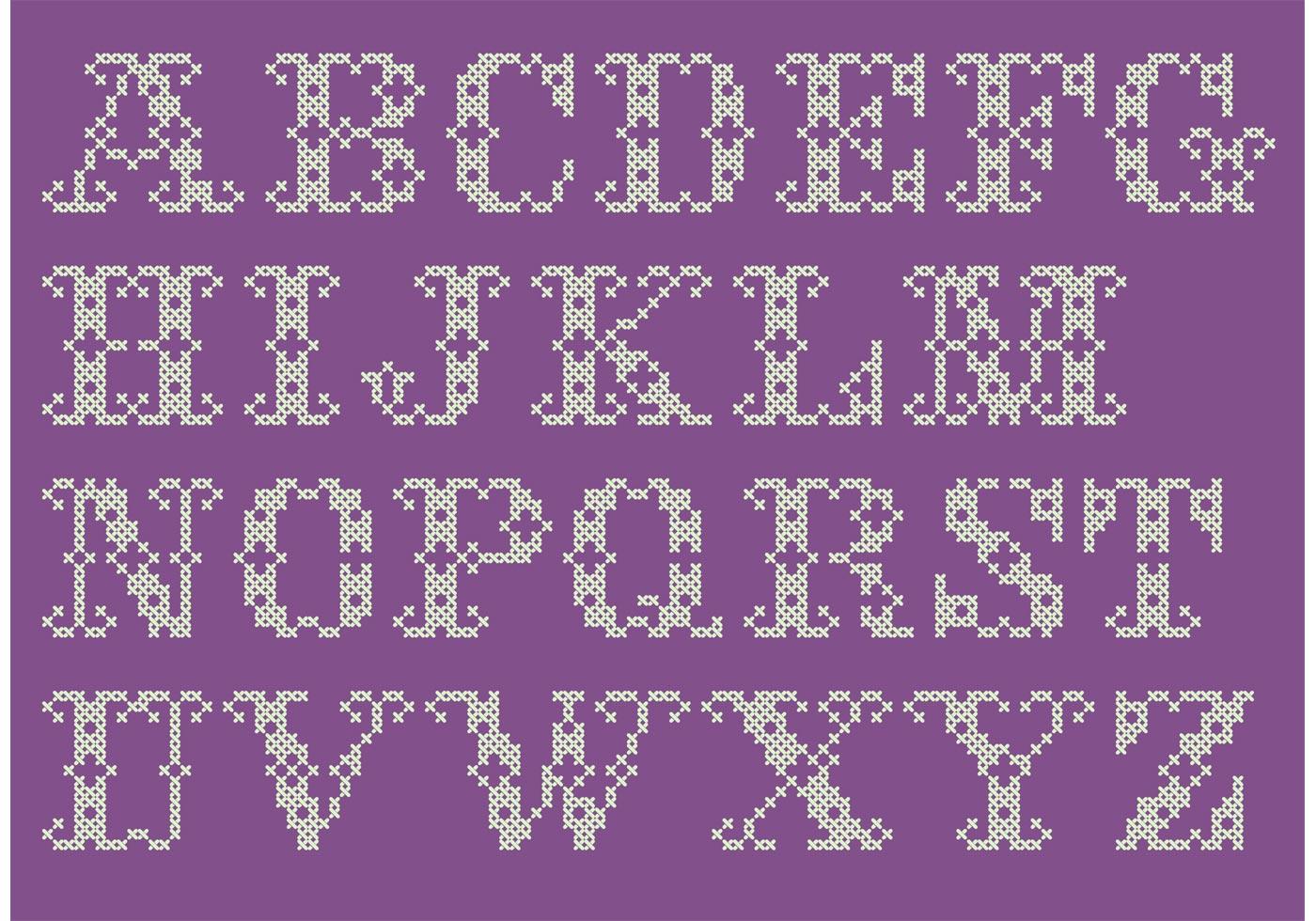 Cross Stitch Alphabet Vector Set 90208 Vector Art at Vecteezy