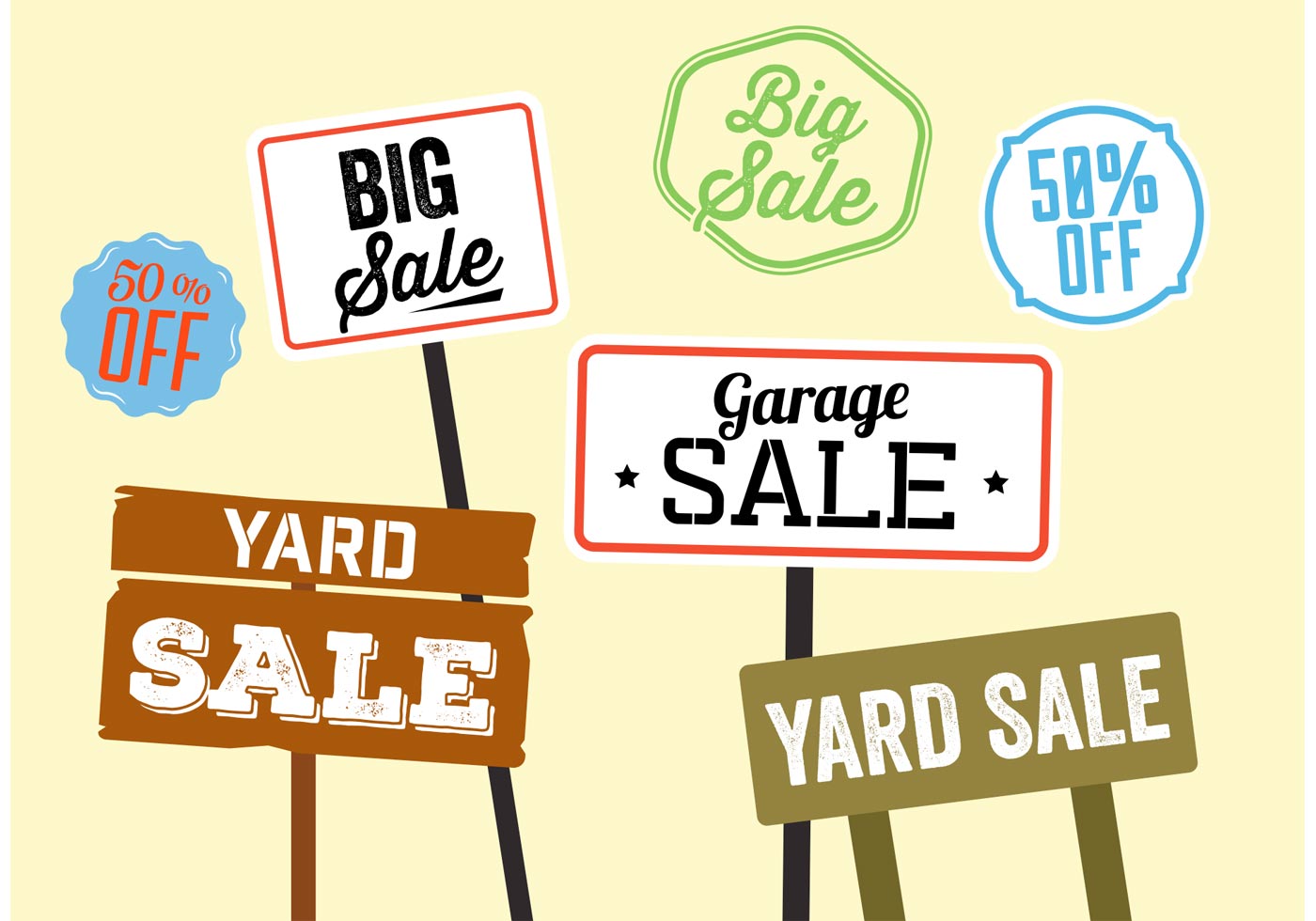 Download Yard Sale Sign Vectors for free.