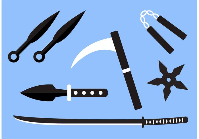 Japanese ninja assassin weapons 7167454 Vector Art at Vecteezy