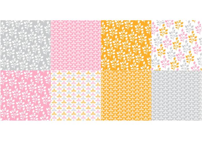 Orange Flora Pattern Vector Set Orange Flora Pattern Vector Set