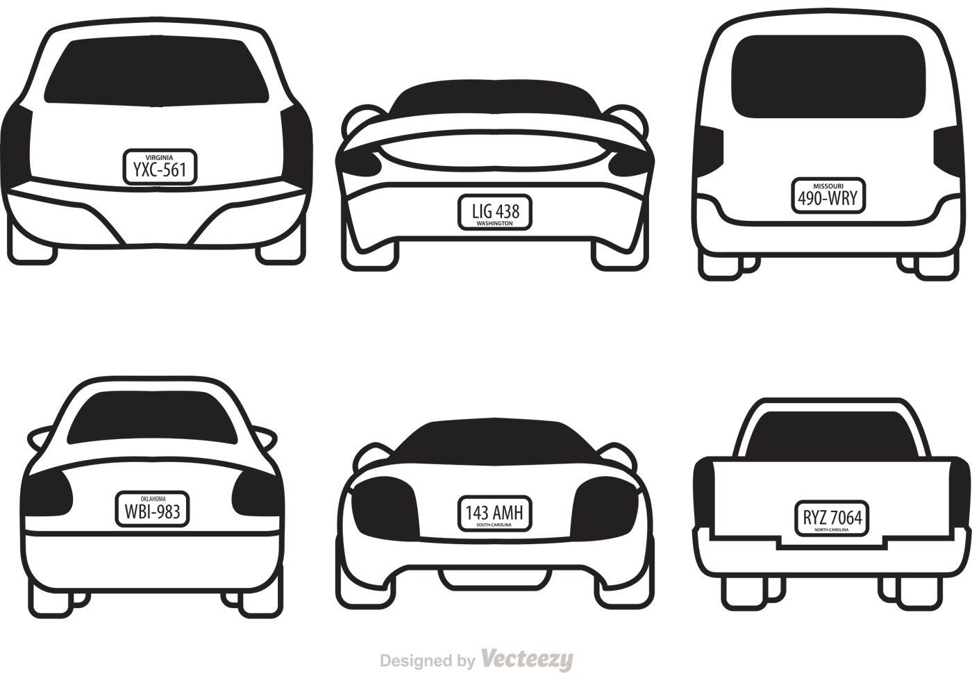 Cars With License Plates Vectors 90266 Vector Art at Vecteezy