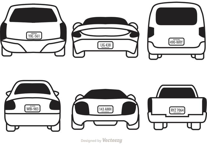 Cars With License Plates Vectors