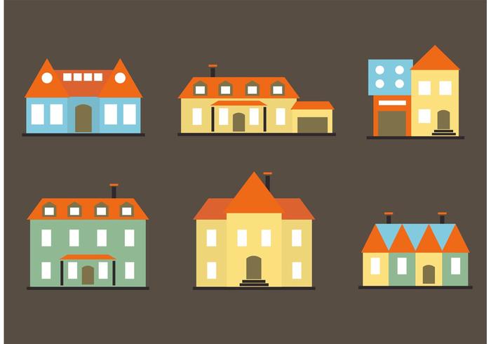 Colorful Flat Mansion Vectors 