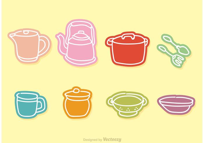 Iconos del Doodle del vector de la cocina de la vendimia