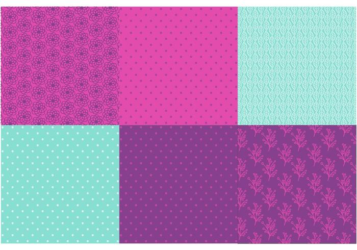 Purple and Mint Pattern Vector set