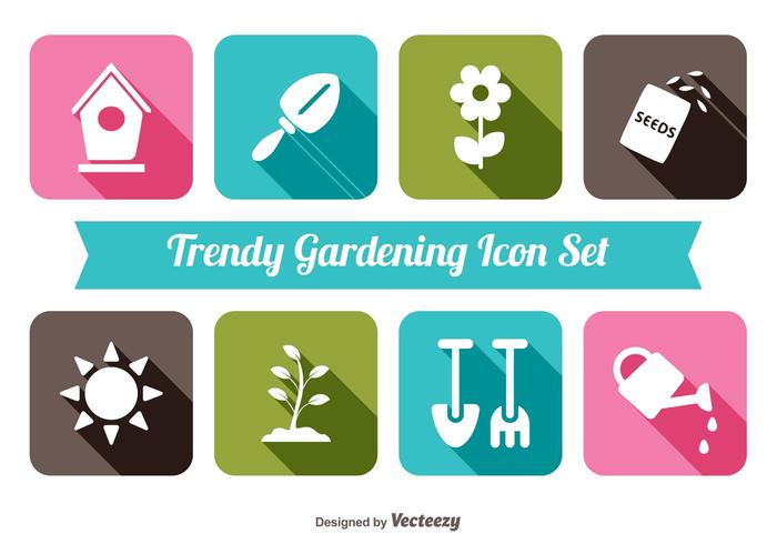 Trendy Gardening Icon Set Trendy Gardening Icon Set