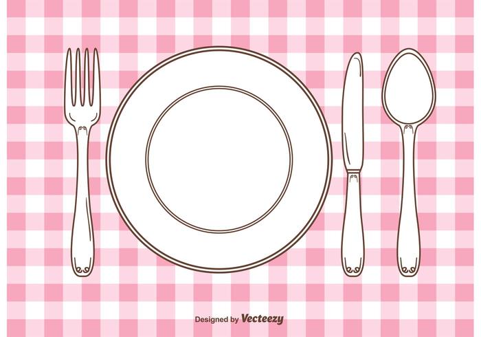 Vector Gingham Dinner Table Setting 90361 Vector Art at Vecteezy