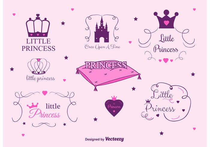Conjunto de etiquetas del vector del castillo de la princesa