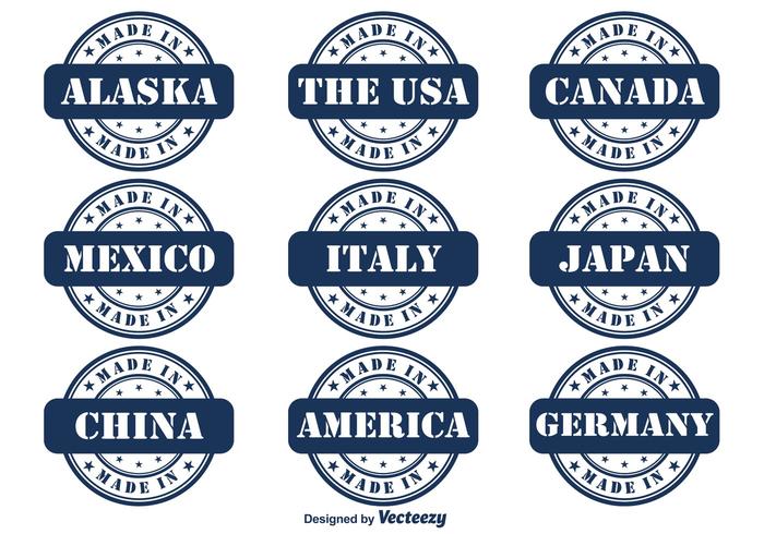 Made In Country Vector Badge Set