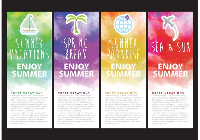 Watercolor Vacation Banner Vectors