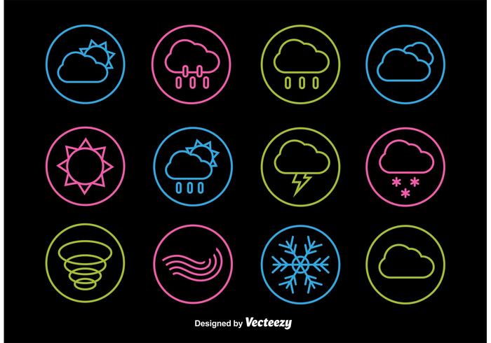 Neon Weather Line Iconos vector