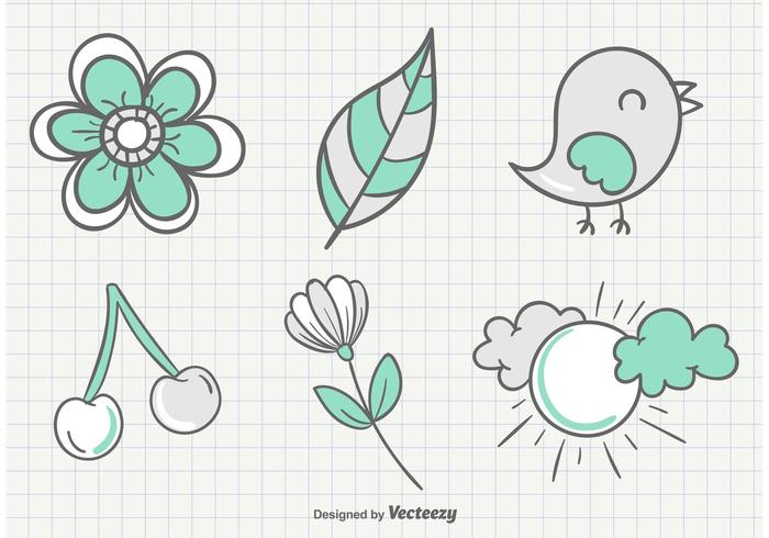 Sketchy Summer Garden Illustrations vector