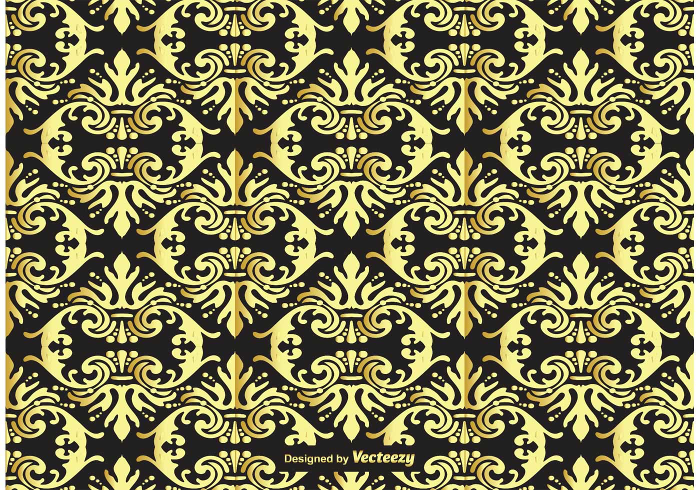 Gold and Black Damask Background Download Free Vector Art, Stock