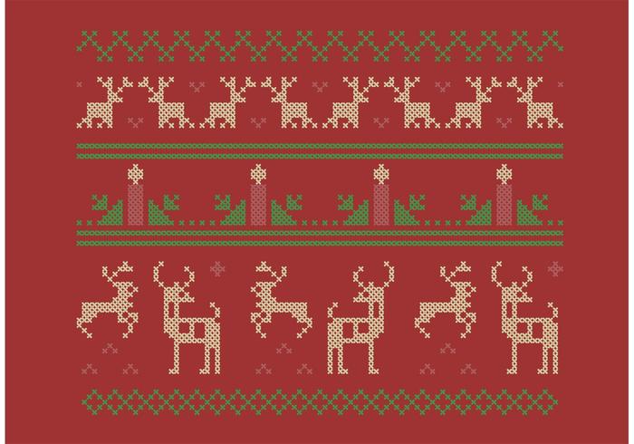 Cross Stitch Christmas Set vector