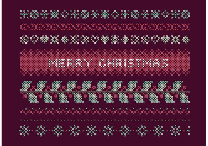 Cross Stitch Christmas Set vector