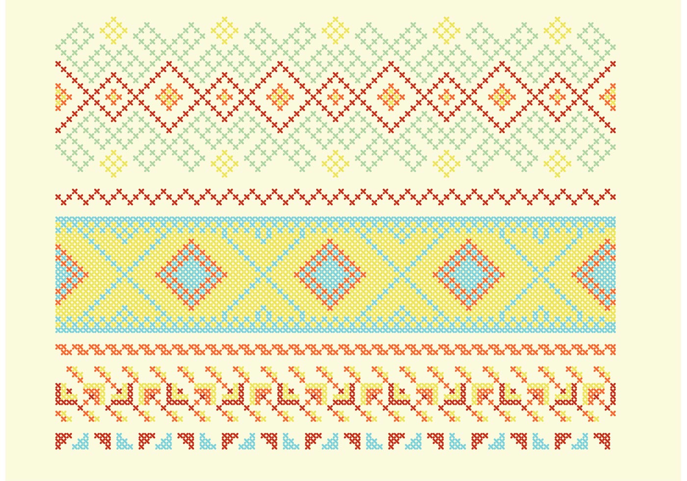 Cross Stitch Pattern Set - Download Free Vector Art, Stock Graphics