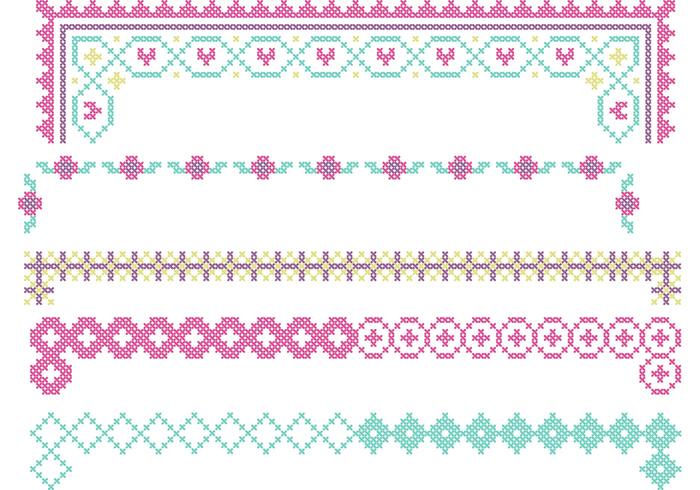 Cross Stitch Border Vector Set