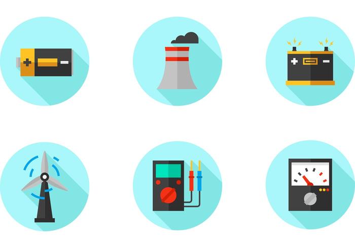 Electric Factory Flat Vector Icons Electric Factory Flat Vector Icons