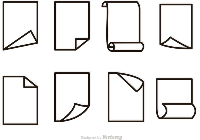 Vector Paper Outline Icons Set