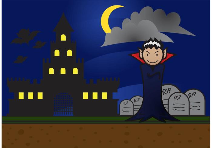 Cartoon vampire with a castle in background Vector Image