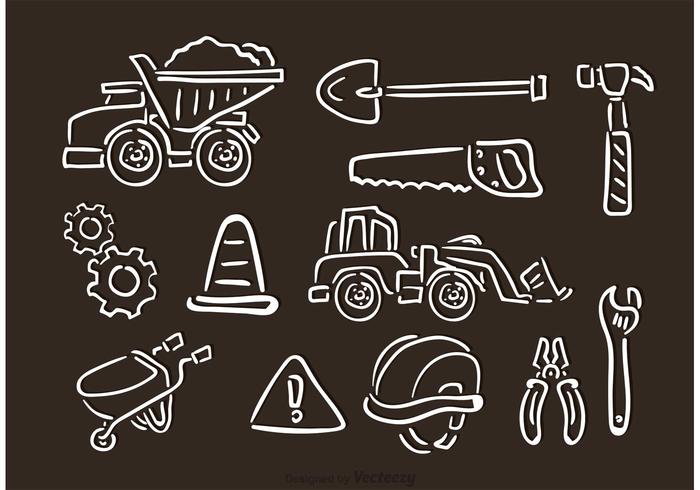 Contruction Chalk Drawn Vector Icons