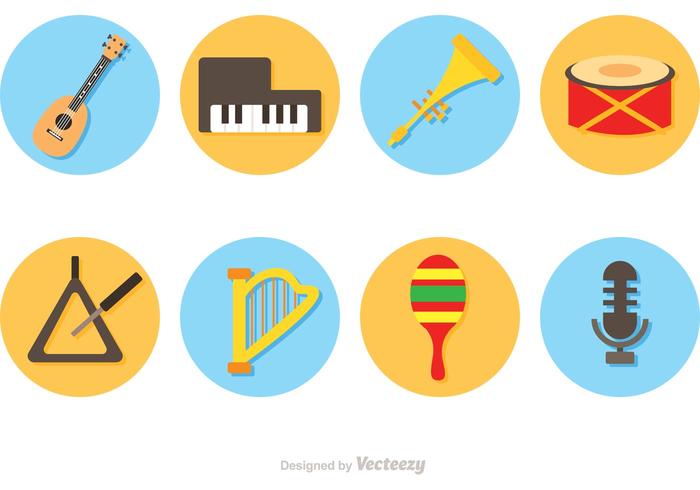 Vector de instrumentos de música Iconos de círculo