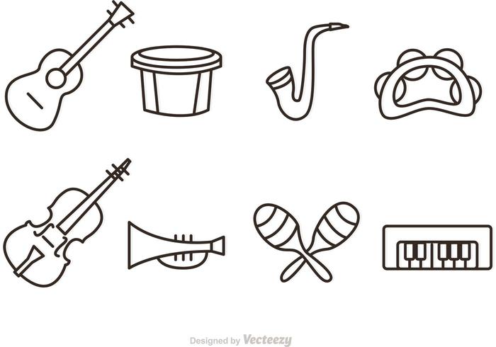 Iconos de vector de instrumento de música de contorno