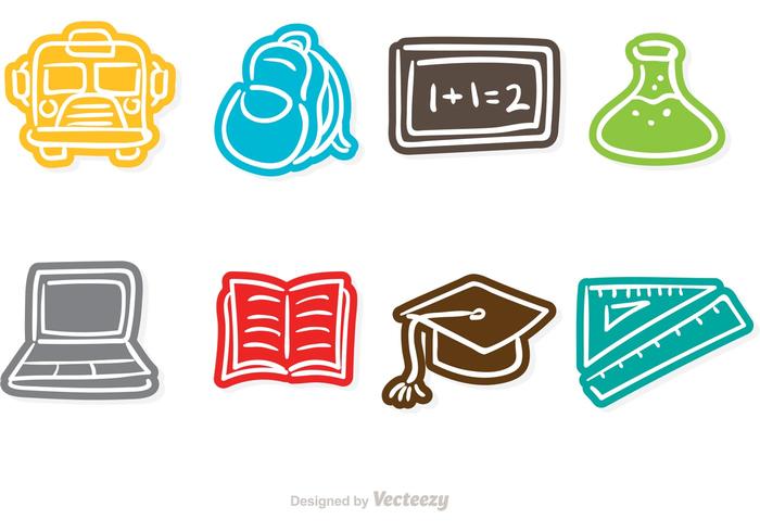 Iconos del vector del Doodle de la escuela