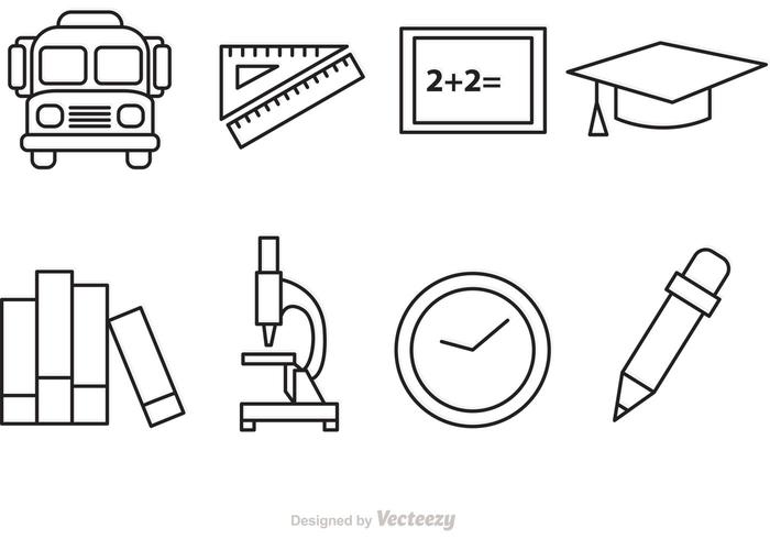 Iconos del vector del esquema de la escuela