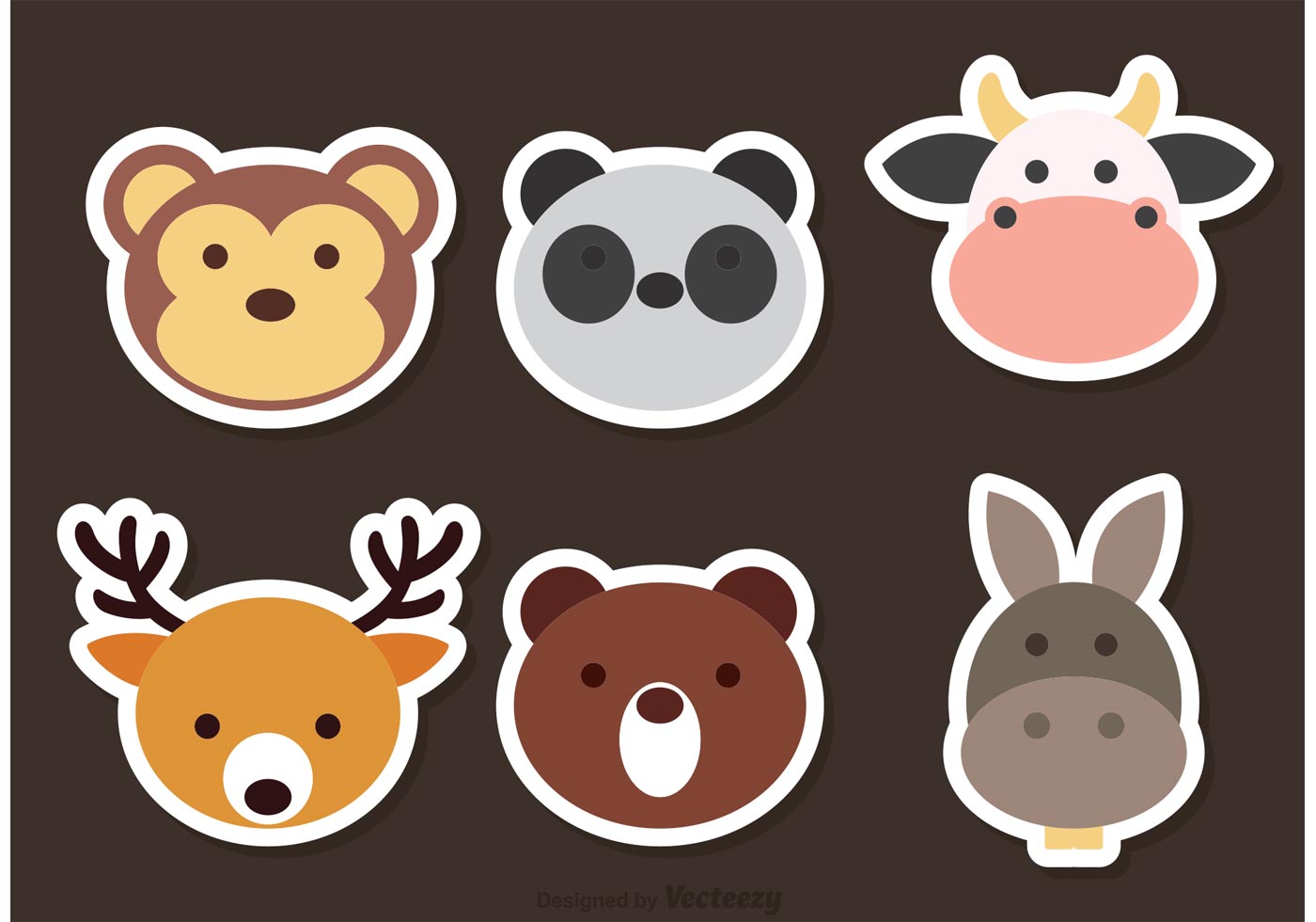 Download Cute Animal Face Vector Icons 90690 Vector Art at Vecteezy