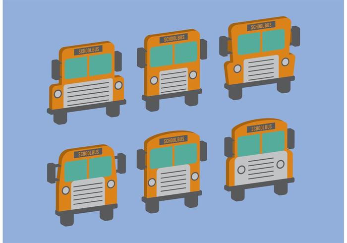 Vectores isométricos del autobús escolar