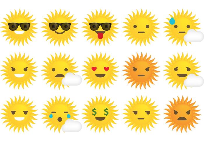 Emoticones del vector del sol