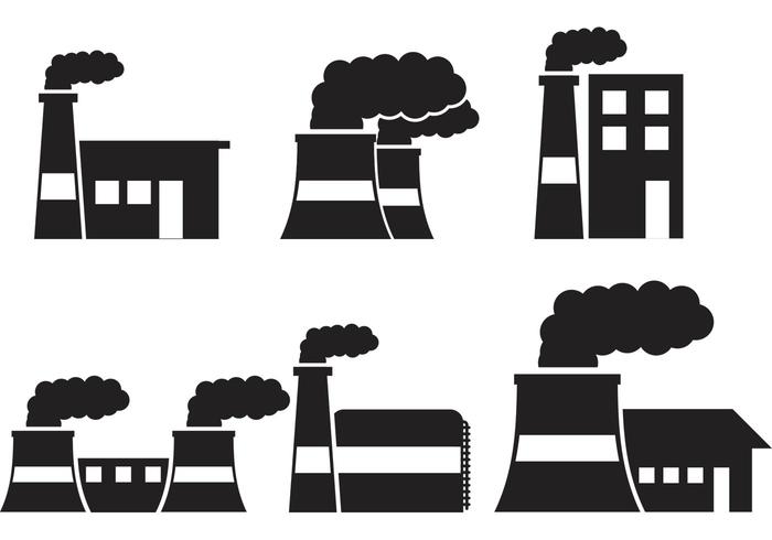 Factory Silhouette Vector Icons  