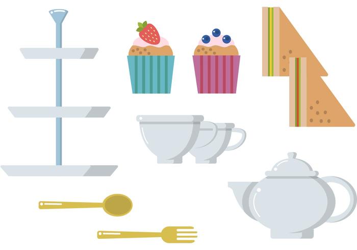 High Tea Muffins Sandwich Vector Set