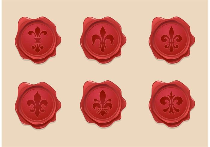 Libre Fleur De Lis Sello De Cera Vector Set