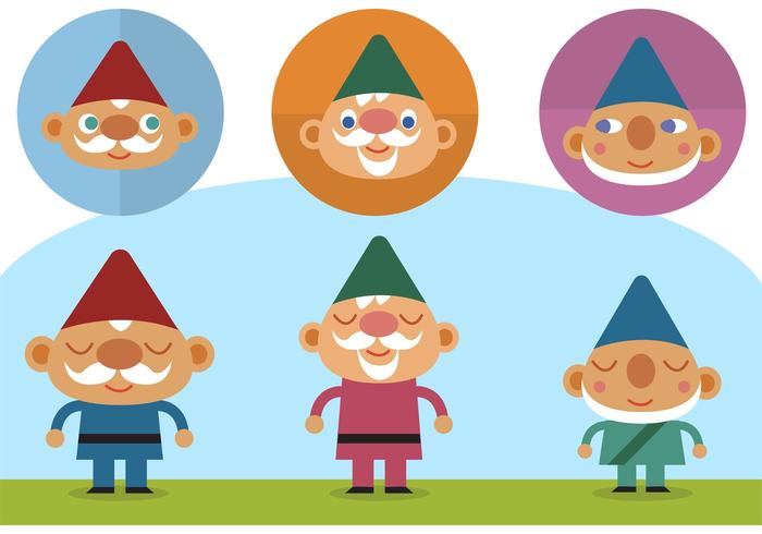 Flat Cute Gnomes Vectors