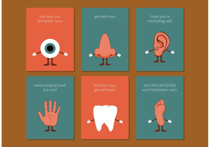 Body Parts Get Well Soon Cards Free Vector