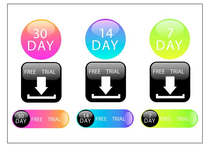 Colorful 30 Days Free Trial Button Vector Set Colorful 30 Days Free Trial Button Vector Set