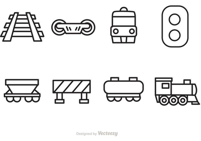 Iconos del esquema del ferrocarril del vector