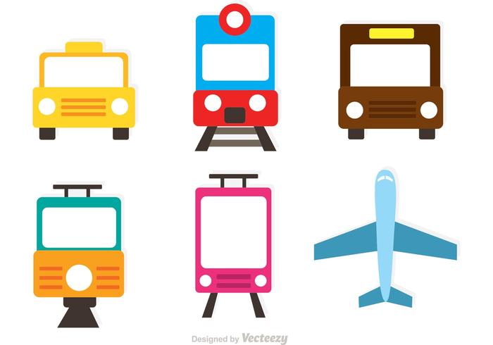 Iconos planos de transporte vectorial vector