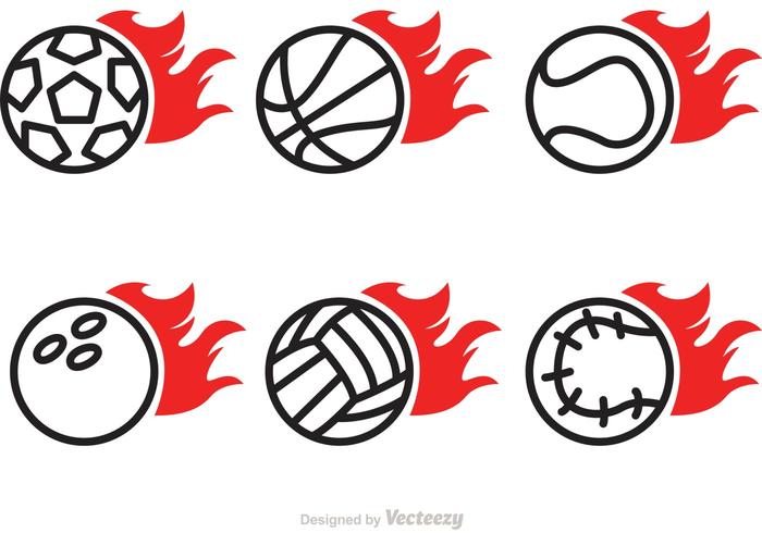 Flaming Sport Ball Vector Icons