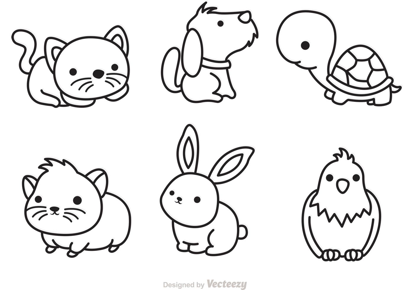 Cute Pets Outline Vector - Download Free Vector Art, Stock Graphics