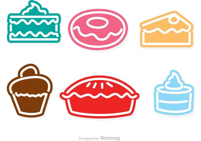 Vector Iconos De Postre De Colores