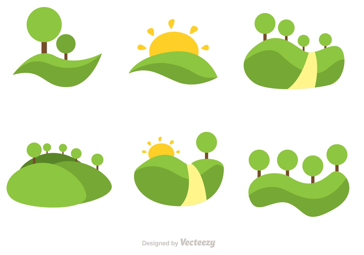 Vector Rolling Hills Flat Icons 90874 Vector Art at Vecteezy