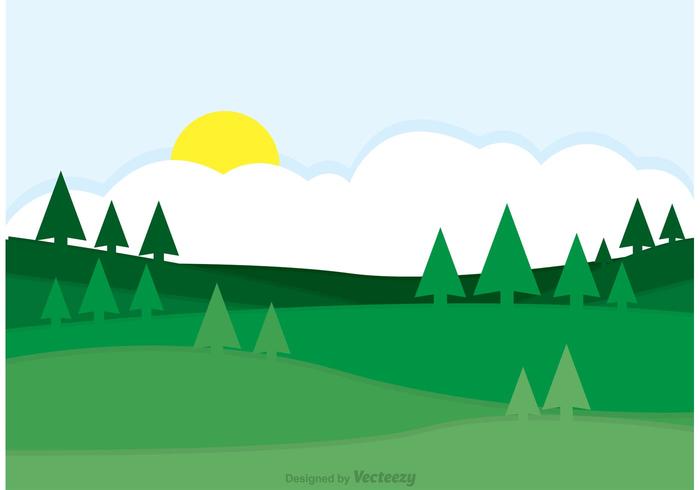 Verde Rolling Hills Paisaje Vector