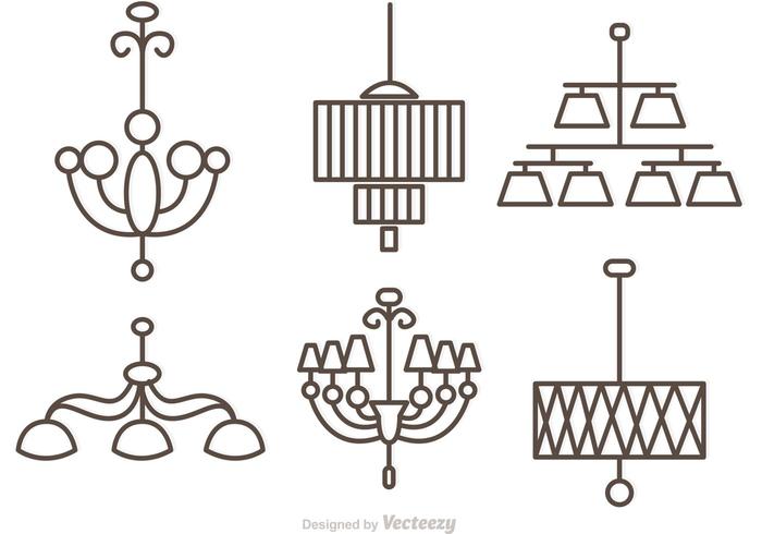 Modern Crystal Chandelier Outlne Vectors